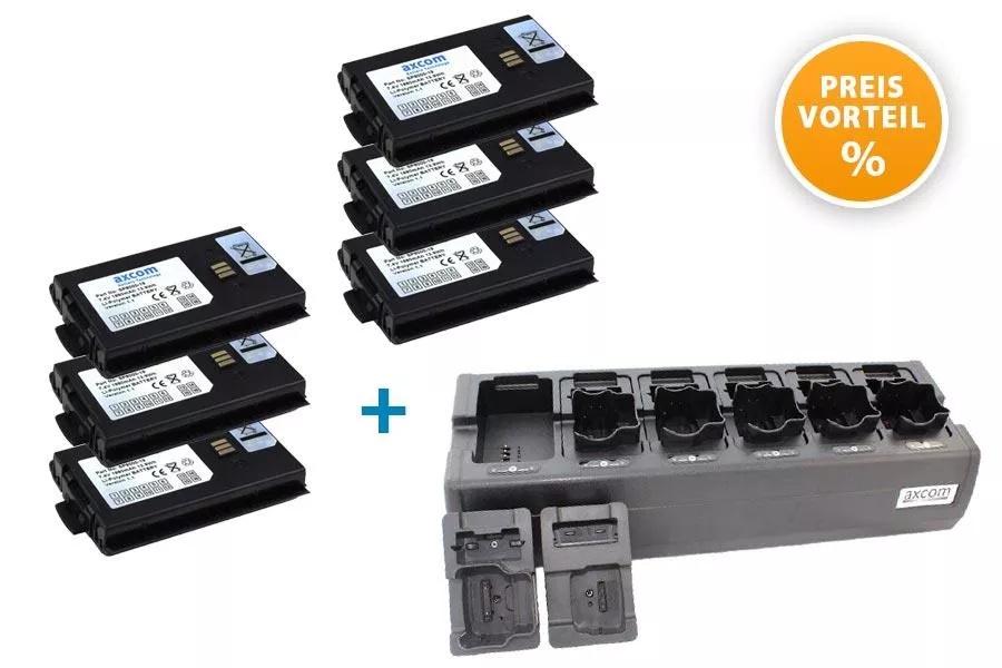Bundle aus 6 Akkus und eimen Ladegerät für Sepura STP8000, STP9000, SC20