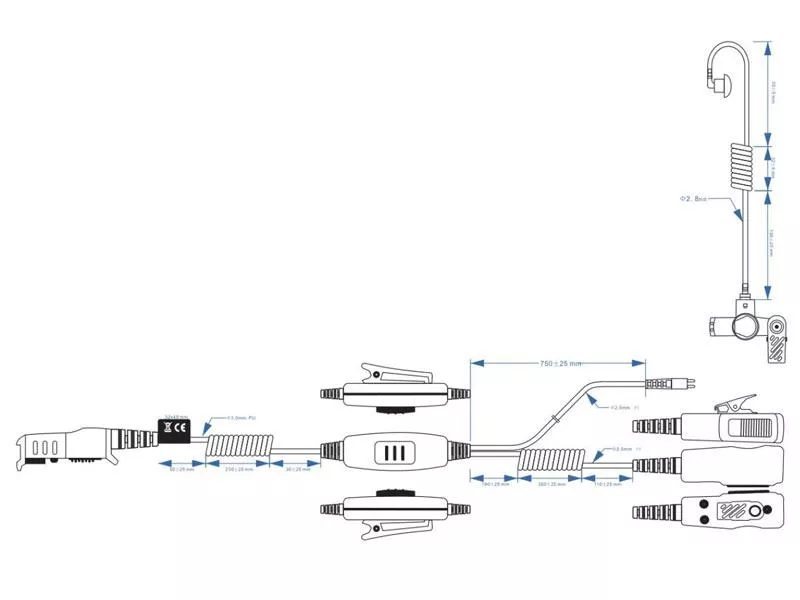 Schallschlauch-Headset für Motorola, Aufbau