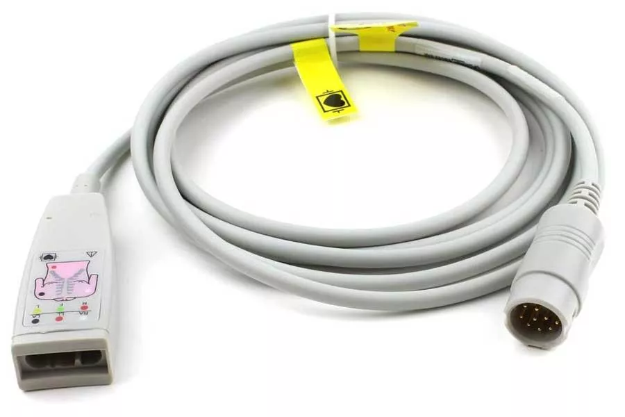 3 adriges EKG Stammkabel mit geradem Stecker, wie Philips M1669A