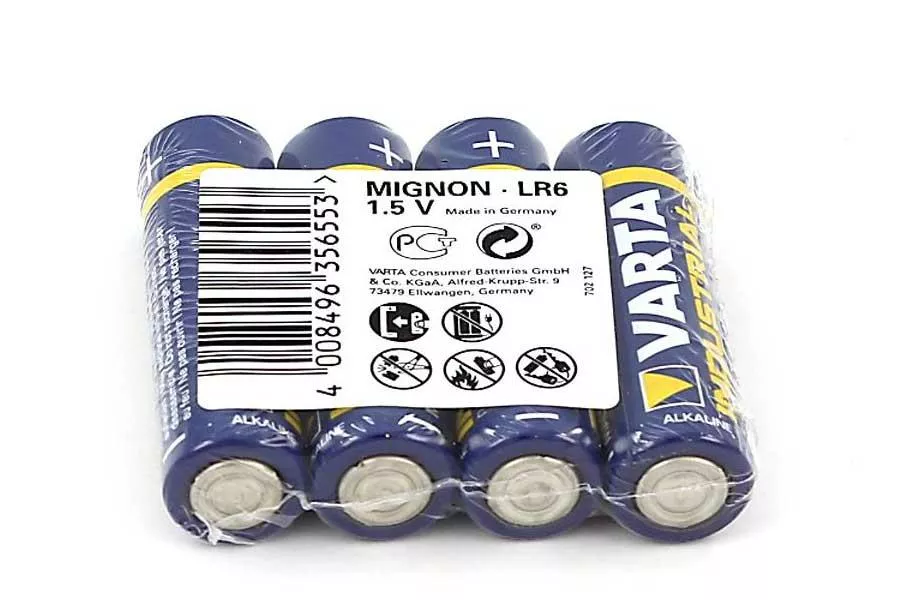 4 Varta Mignon AA Batterien, LR06, MN1500, 4006 Industrie Alkaline