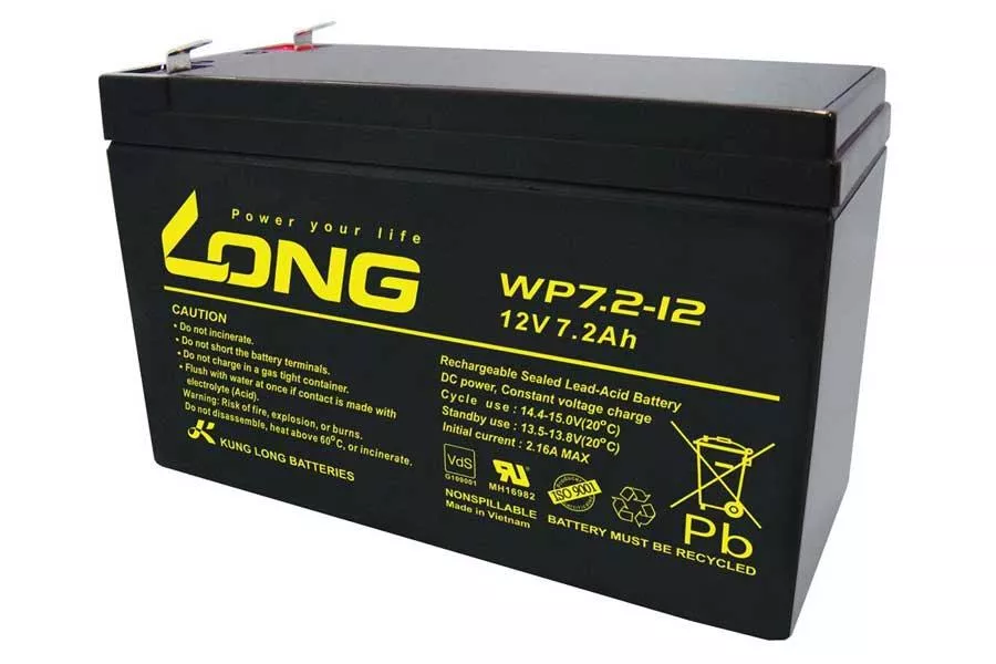 Bleiakku Long WP7.2-12-F2 - 12V/7,2Ah 6,3mm