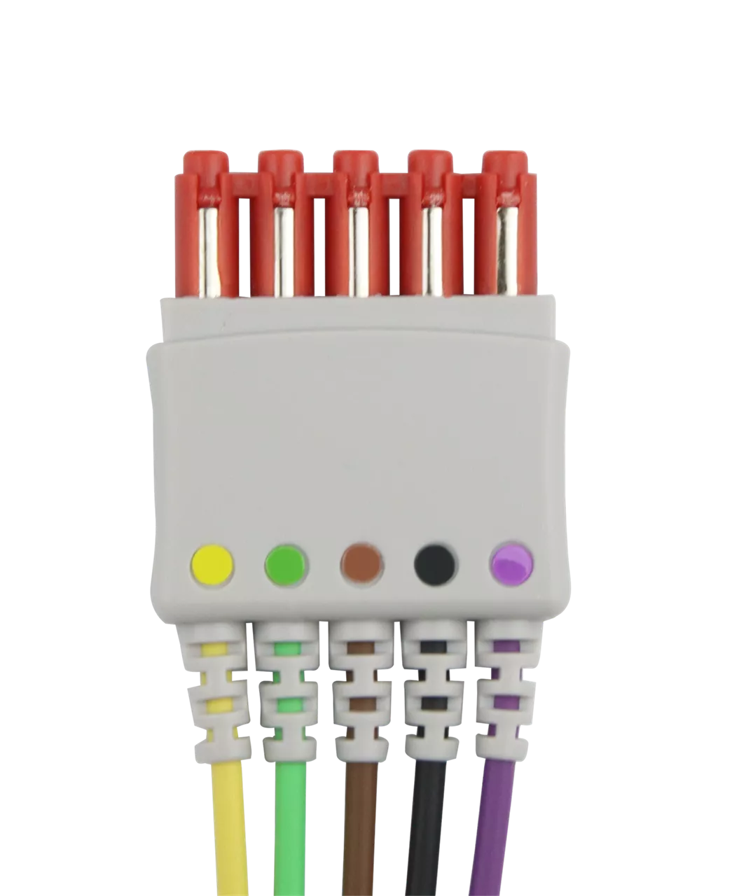 2x 5-adrige EKG Kabel wie Philips M1978A, Detailansicht rot