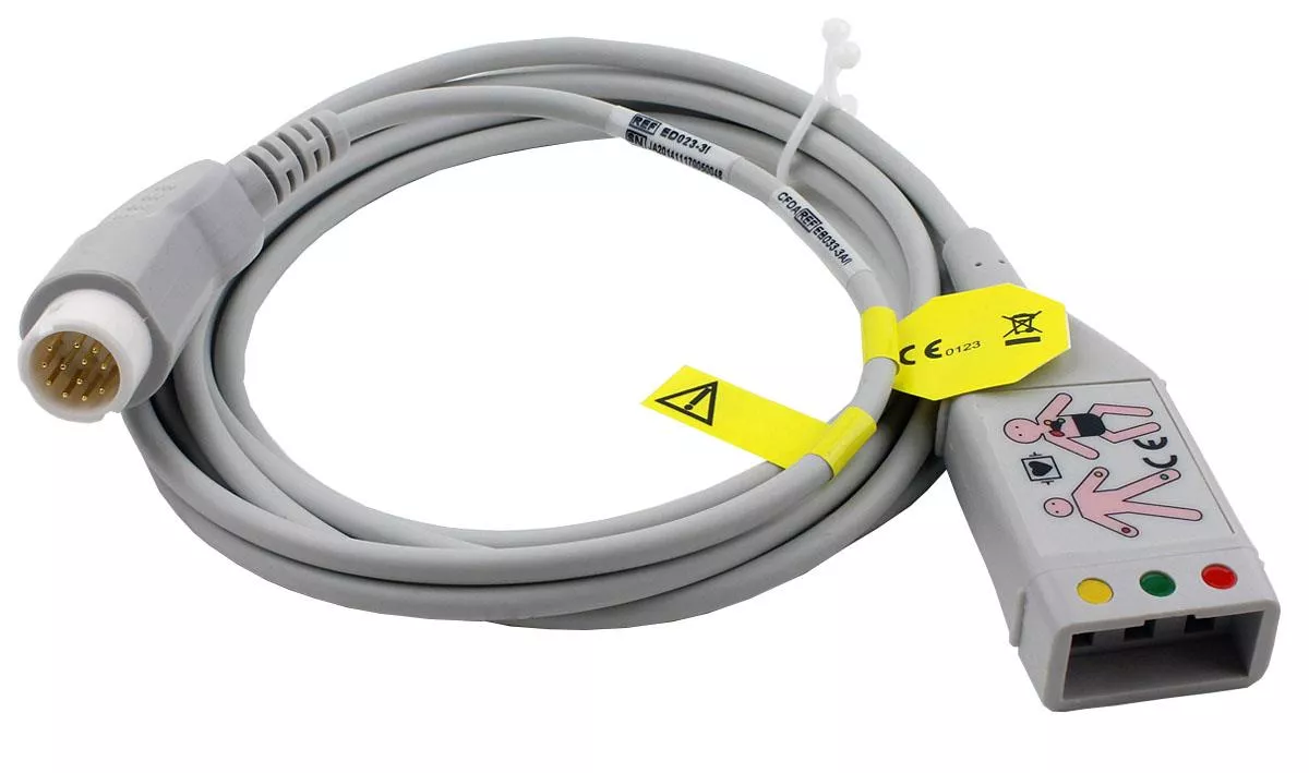 3-adriges EKG Stammkabel mit IEC 12-Pin Stecker, wie Philips M1510A