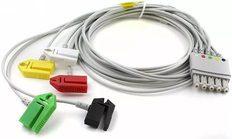 5-adriges EKG Kabel mit IEC Clip LA, RA, V, wie Philips M1971A